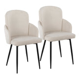 Dahlia Contemporary Dining Chair in Black Metal and Cream Fabric with Chrome Accent by LumiSource - Set of 2