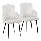 Dahlia Contemporary Dining Chair in Black Metal and Cream Velvet with Gold Accent by LumiSource - Set of 2