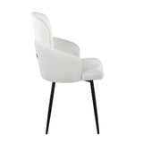 Dahlia Contemporary Dining Chair in Black Metal and Cream Velvet with Gold Accent by LumiSource - Set of 2