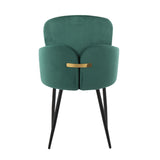 Dahlia Contemporary Dining Chair in Black Metal and Green Velvet with Gold Accent by LumiSource - Set of 2