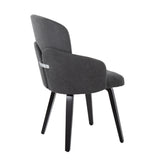 Dahlia Contemporary Dining Chair in Black Wood and Grey Fabric with Chrome Accent by LumiSource - Set of 2