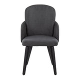 Dahlia Contemporary Dining Chair in Black Wood and Grey Fabric with Chrome Accent by LumiSource - Set of 2