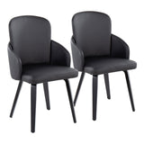 Dahlia Contemporary Dining Chair in Black Wood and Black Faux Leather with Chrome Accent by LumiSource - Set of 2