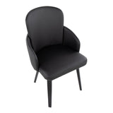 Dahlia Contemporary Dining Chair in Black Wood and Black Faux Leather with Chrome Accent by LumiSource - Set of 2
