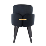 Dahlia Contemporary Dining Chair in Black Wood and Black Velvet with Gold Accent by LumiSource - Set of 2