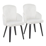 Dahlia Contemporary Dining Chair in Black Wood and Cream Velvet with Gold Accent by LumiSource - Set of 2