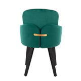 Dahlia Contemporary Dining Chair in Black Wood and Green Velvet with Gold Accent by LumiSource - Set of 2