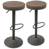 Dakota Industrial Adjustable Barstool in Brown and Grey by LumiSource - Set of 2