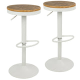 Dakota Industrial Adjustable Barstool with Swivel in White by LumiSource - Set of 2