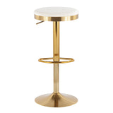 Dakota Contemporary Upholstered Adjustable Barstool in Gold Steel and Cream Velvet by LumiSource - Set of 2