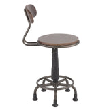Dakota Industrial Task Chair in Antique Metal and Espresso Wood by LumiSource