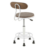 Dakota Industrial Task Chair in Vintage White Metal and Espresso Wood by LumiSource