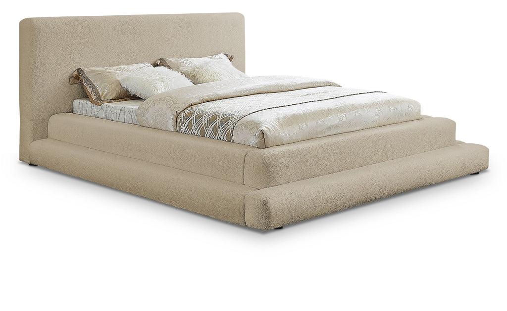 Dane Faux Shearling Teddy Fabric / Engineered Wood / Foam Contemporary Beige Teddy Fabric King Bed (3 Boxes) - 103" W x 100" D x 42" H