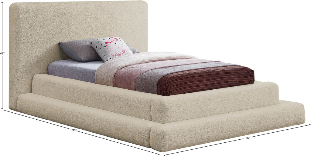 Dane Faux Shearling Teddy Fabric / Engineered Wood / Foam Contemporary Beige Teddy Fabric Twin Bed (3 Boxes) - 66" W x 96" D x 42" H