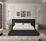 Dane Faux Shearling Teddy Fabric / Engineered Wood / Foam Contemporary Black Teddy Fabric Queen Bed (3 Boxes) - 87" W x 100" D x 42" H