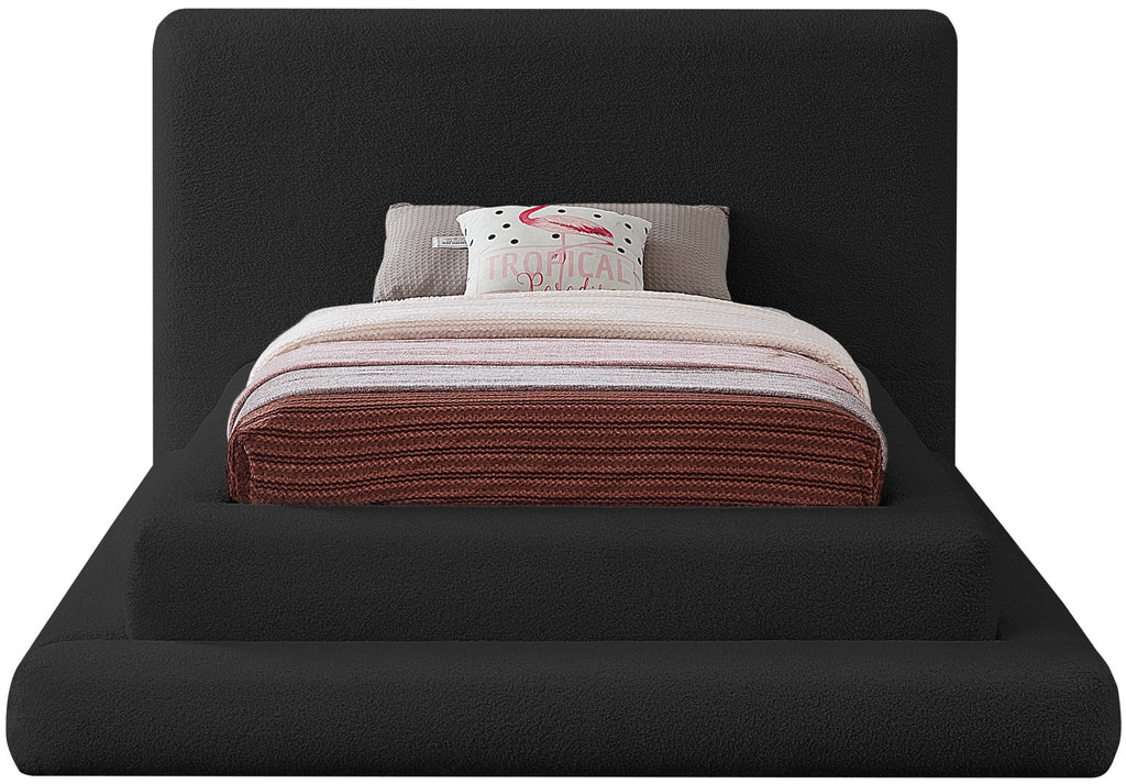 Dane Faux Shearling Teddy Fabric / Engineered Wood / Foam Contemporary Black Teddy Fabric Twin Bed (3 Boxes) - 66" W x 96" D x 42" H