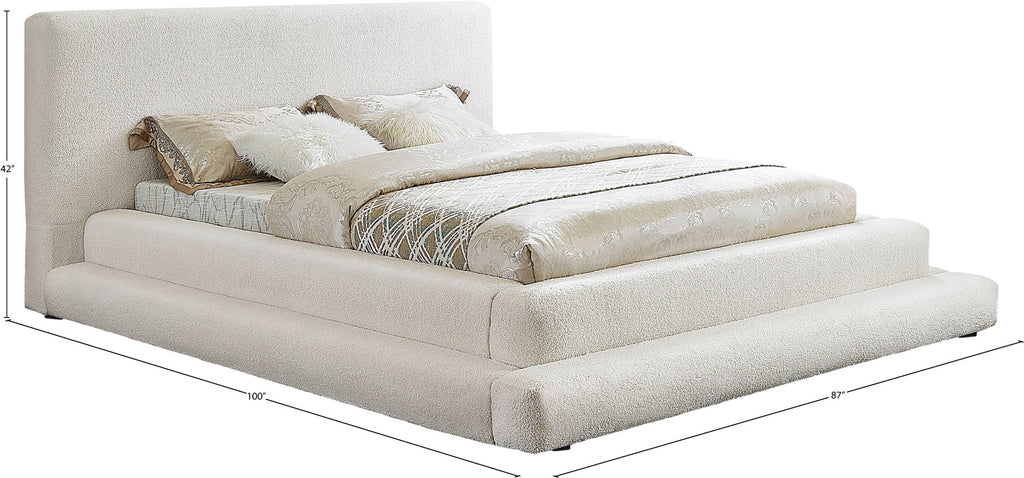 Dane Faux Shearling Teddy Fabric / Engineered Wood / Foam Contemporary Cream Teddy Fabric Queen Bed (3 Boxes) - 87" W x 100" D x 42" H