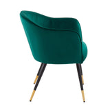 Dani Contemporary/Glam Chair in Black Metal with Gold Accent and Green Velvet by LumiSource - Set of 2