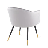 Dani Contemporary/Glam Chair in Black Metal with Gold Accent and Silver Velvet by LumiSource - Set of 2