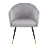 Dani Contemporary/Glam Chair in Black Metal with Gold Accent and Silver Velvet by LumiSource - Set of 2
