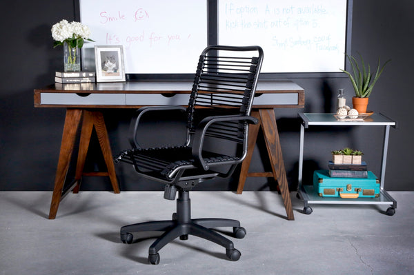 Bradley High Back Bungie Office Chair in Black with Graphite Frame and Black Base