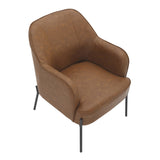 Daniella Contemporary Accent Chair in Black Metal and Camel Faux Leather by LumiSource