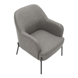 Daniella Contemporary Accent Chair in Black Metal and Grey Faux Leather by LumiSource
