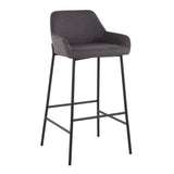 Daniella Industrial Fixed-Height Bar Stool in Black Metal and Charcoal Fabric by LumiSource - Set of 2