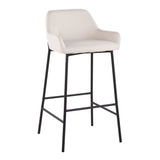 Daniella Industrial Fixed-Height Bar Stool in Black Metal and Cream Fabric by LumiSource - Set of 2