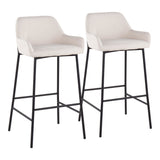 Daniella Industrial Fixed-Height Bar Stool in Black Metal and Cream Fabric by LumiSource - Set of 2