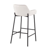 Daniella Industrial Fixed-Height Bar Stool in Black Metal and White Velvet by LumiSource - Set of 2