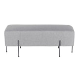 Daniella Contemporary Bench in Black Metal and Grey Fabric by LumiSource