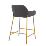 Daniella Contemporary/Glam Fixed-Height Counter Stool in Gold Metal & Charcoal Fabric by LumiSource - Set of 2