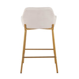 Daniella Contemporary/Glam Fixed-Height Counter Stool in Gold Metal and Cream Fabric by LumiSource - Set of 2