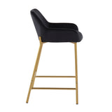 Daniella Contemporary/Glam Fixed-Height Counter Stool in Gold Metal and Black Velvet by LumiSource - Set of 2