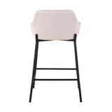 Daniella Industrial Fixed-Height Counter Stool in Black Metal and Cream Fabric by LumiSource - Set of 2