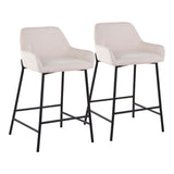 Daniella Industrial Fixed-Height Counter Stool in Black Metal and Cream Fabric by LumiSource - Set of 2