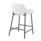 Daniella Industrial Fixed-Height Counter Stool in Black Metal and White Faux Leather by LumiSource - Set of 2