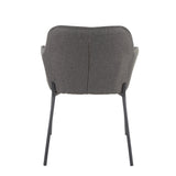 Daniella Contemporary Dining Chair in Black Metal and Charcoal Fabric by LumiSource - Set of 2