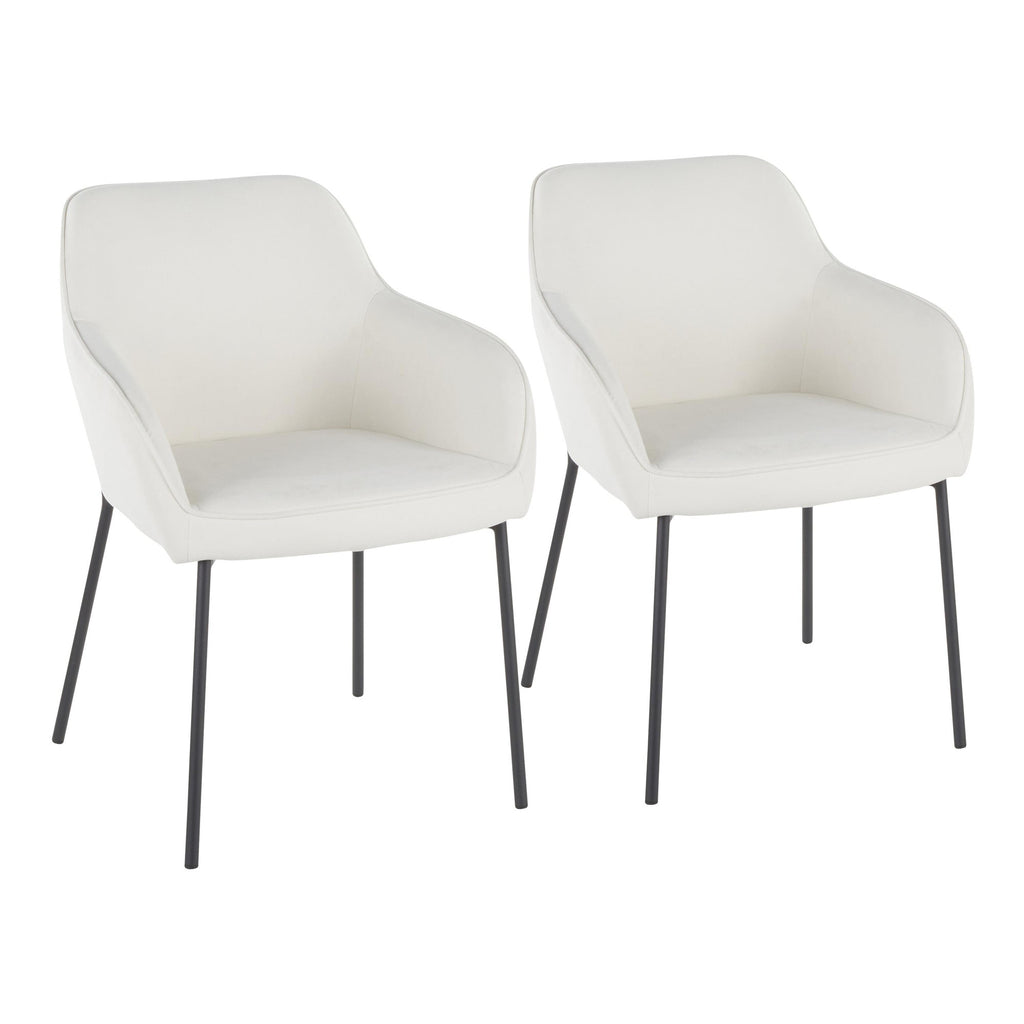 Daniella Contemporary Dining Chair in Black Metal and Cream Fabric by LumiSource - Set of 2