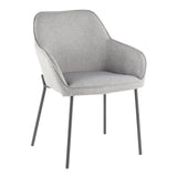 Daniella Contemporary Dining Chair in Black Metal and Grey Fabric by LumiSource - Set of 2