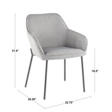 Daniella Contemporary Dining Chair in Black Metal and Grey Fabric by LumiSource - Set of 2