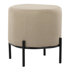 Daniella Contemporary Foot Stool in Black Metal and Beige Fabric by LumiSource