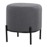 Daniella Contemporary Foot Stool in Black Metal and Grey Fabric by LumiSource