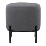 Daniella Contemporary Foot Stool in Black Metal and Grey Fabric by LumiSource