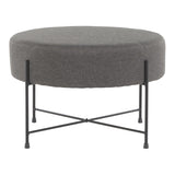 Daniella Contemporary Ottoman in Black Metal and Charcoal Fabric by LumiSource