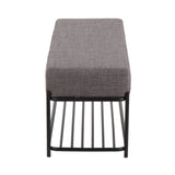 Daniella Contemporary Shelf Bench in Black Steel and Charcoal Fabric by LumiSource