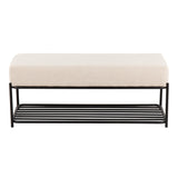 Daniella Contemporary Shelf Bench in Black Steel and Cream Fabric by LumiSource