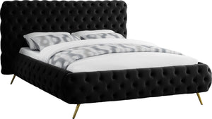 Delano Velvet / Engineered Wood / Metal / Foam Contemporary Black Velvet King Bed - 94.5" W x 93" D x 47.5" H