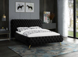 Delano Velvet / Engineered Wood / Metal / Foam Contemporary Black Velvet King Bed - 94.5" W x 93" D x 47.5" H